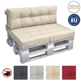 Beautissu Cuscino spalliera per Divano in Pallet Eco Elements 120x40x10-20cm - per divani con bancali di Legno - Beige - 1