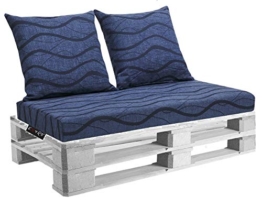 EXTROITALY Belem Onda Blu Set Cuscini 120x60 + schienali 60x60 pz.02 per Esterno/Interno arredo Pallet da Giardino Divanetto per bancale Cuscini Interno Poliuretano Tessuto Lavabile Sfoderabile - 1