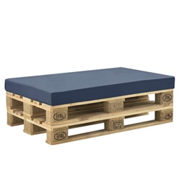 [neu.haus] Cuscino per Mobili di Pallett con Fodera 120 x 80 x 10 cm Spugna con Rivestimento Uso Interno e Esterno Blu Scuro - 1