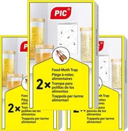 PIC Trappola Anti Tarme del Cibo - Confezione da 3 buste con due trappole = 6 pezzi – Trappola di colla per farfalline del cibo, trappole ai feromoni acchiappa tarme alimentari - 1