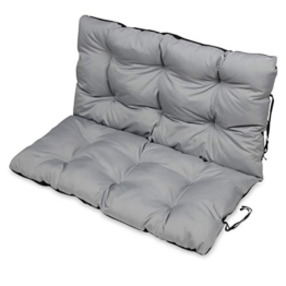 SuperKissen24 Cuscino Lungo per Panchina da Giardino 120x50 cm con Schienale 120x60 cm Resistente e Comodo per Panca da Esterno ed Interno - Grigio - 1