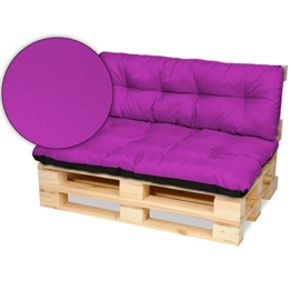 SuperKissen24 Cuscino per Bancale Divano Pallet 120x80 cm con Schienale 120x38 cm Seduta Impermeabile e Comodo per Divanetti da Esterno - Fucsia - 1