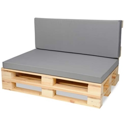 SuperKissen24 Materasso Cuscino per Bancale Divano Pallet 120x80 con Schienale 120x40 cm Seduta Impermeabile e Comodo per Divanetti da Esterno - Grigio - 1