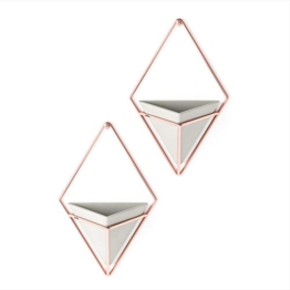 Umbra Trigg Piccolo Set di Due VASI in Ceramica, Pietra, 12.07 x 6.35 x 19.05 cm, Calcestruzzo/Rame - 1