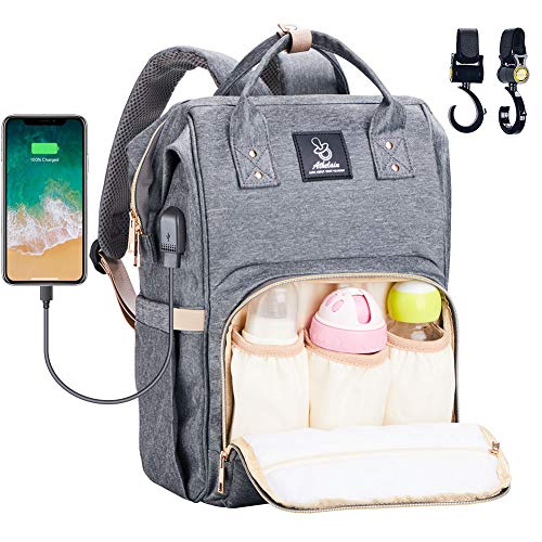 Zaino Mamma Multifunzione neonato Fasciatoio Bambino impermeabile,Zaino per mamme,3 tasche isolanti bottiglia per Viaggiare mamma papà impermeabile e multifunzionale.Grande capacità e resistente