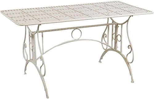 Biscottini Tavolo in Ferro battuto smontabile Finitura Bianca Anticata 150x80x77 cm