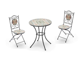 Gruppo Maruccia Set Pranzo da Giardino Elba 2 posti con Struttura in Ferro e Mosaico di Ceramica Set Tavolo con sedie Arredamento Bar Arredamento Esterni - 1