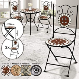 Jago Sedie a Mosaico - Set da 2, Pieghevoli, Rotonde (Ø 36x92cm) o Quadrate (36x36x92cm) - Sedia Bistro da Esterno, Giardino, Sgabello da Balcone con Effetto Mosaico - 1
