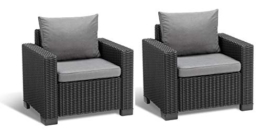 Keter Set 2 poltrone in rattan, graffite con Cuscino color Grigio - 1