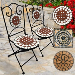 Nova Sedie a Mosaico Pieghevoli, Set da 2 - Rotonda, 46cm Altezza del Sedile, Rosso Bianco - Disegno a Scelta - Sedia Bistro da Esterno, da Giardino, da Balcone - 1