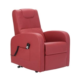 POLTRONE ITALIA - Poltrona Lift 2 Motori indip Schiena/Piedi, No Montaggio Relax DETRAIBILE 19% Personalizzabile Accessori e Consegna Domicilio - Poltrona-Nicole-2M-CS-ECRED Rosso Ecopelle - 1