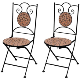 vidaXL Set 2 pz Sedia Bistro in Ferro da Giardino Esterno con Mosaico Terracotta - 1