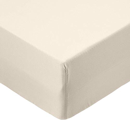 AmazonBasics – Lenzuolo con angoli in microfibra, 90 x 190 x 30 cm, Beige
