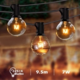 BACKTURE Catena Luminosa Lampadina, G40 Illuminazione Giardino Stringa Lampadina 25+4 Lampadine di Ricambio, 9,5m/31FT Luci Esterne da Impermeabile Catena Luminosa per Natale, Giardino, Matrimonio - 1