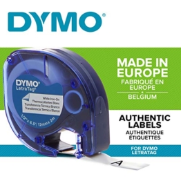 Dymo LetraTag etichette per stoffe e tessuti Stirabile, rotolo da 12 mm x 2 m, stampa nera su bianco, S0718850 - 1