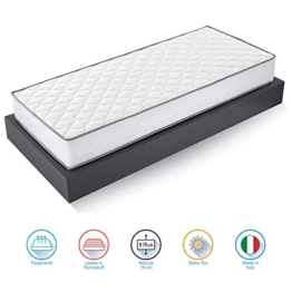 Farmarelax Materasso Singolo, Anatomico, Imbottitura Fibra Ipoallergenica, Igienico, Confortevole, 80x160 cm, Altezza 19 cm Reali, Spedito Sottovuoto Arrotolato, 100% Made in Italy, Top Soft - 1