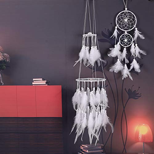 GoMaihe 2 Pezzi Acchiappasogni Piuma, Acchiappasogni Dream Catcher Wall Piume Acchiappasogni Fatto a Mano per Ragazze Auto Casa Parete Decorazione Matrimonio Regalo