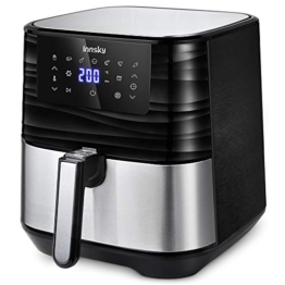 Innsky 5.5L Friggitrice ad Aria in acciaio inossidabile, 1700W Friggitrice Senza Olio, 7 Programmi e LED Touch Screen, Air Fryer per 5-6 persone, con 32 Ricette, senza BPA PFOA(Ultima versione) - 1