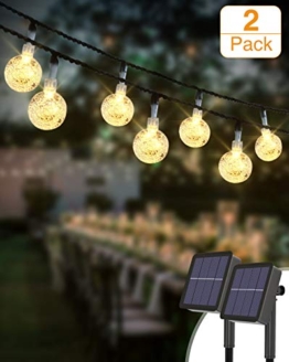 Kolpop Catena Luminosa Esterno [2 Pezzi], 30LED Luce Stringa solari Lucine Led Decorative di Crystal Globe Impermeabile IP65 Catena Luminosa per Natale, Giardino, Matrimonio, Festa (Bianco caldo) - 1