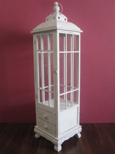 Lanterna in legno, gigante, 126 cm, colore: bianco antico