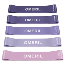 OMERIL Elastici Fitness (Set di 5), Bande di Resistenza Fitness con 5 Livelli di Resistenza, Fasce Elastiche Fitness per Crossfit, Yoga, Pilates, Squats, Lunges, Stretching, Allenamento di Forza - 1
