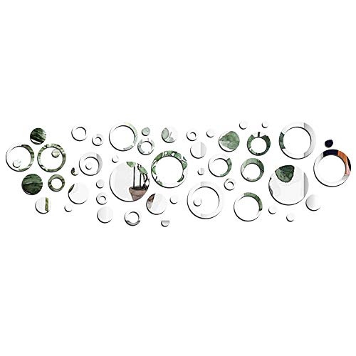 50 pezzi Adesivo Specchio Cerchio Murali da Parete Decorativo Decorazione per Casa Armadio Muro Camera Salotto Bagno 24pz Cerchio Vuoto 26pz Cerchio
