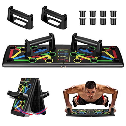 Awroutdoor Push Up Rack Board, 14 in 1 Pieghevole Multifunzionali Body Buiding Push Up Board Attrezzi per Allenamento a Casa Allenamento Fitness