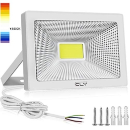 CLY Faretto LED Esterno 50W, Faro LED Esterno 5000Lumens, Luce di sicurezza, Faretti LED, Luce Bianca 6500K Impermeabile IP66 per Giardino Cortile Garage Piazza (50) - 1