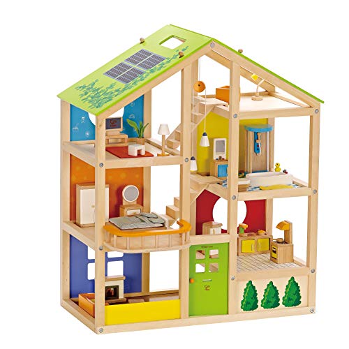 Hape- Casa 4 Stagioni Arredata Giocatollo, Multicolore, E3401