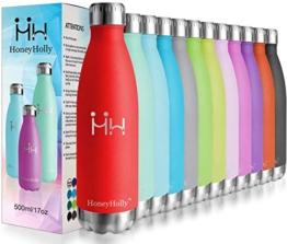 HoneyHolly Bottiglia di Acqua 350ml, in Acciaio Inox Isolamento Sottovuoto a Doppia Parete, Riutilizzabile Borraccia Sportiva per Bambini,Scuola,Palestra,Sport - 1