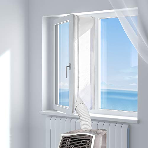 HOOMEE 300CM Guarnizione Universale per Finestre per Condizionatore Portatile, Asciugatrice – Per Tutti Climatizzatori Mobili, Facile da Montare – Con zip, Chiusura a Strappo