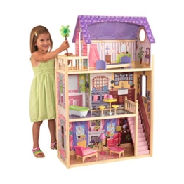 KidKraft 65092 Casa legno Kayla per bambole di 30cm con 10 accessori inclusi e 3 livelli di gioco, Multicolore - 1