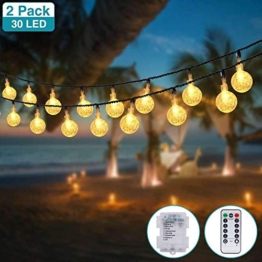 Kolpop Catena Luminosa, [2 Pezzi] Luci Esterno Batteria 4.5M 30LED Luci Stringa Decorative Luci Natalizie da Esterno e Interno Impermeabile con 8 Modalità per Balcone, Giardino, Feste (Bianco Caldo) - 1