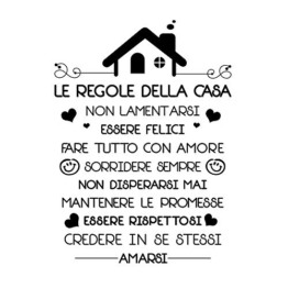 Le Regole della Casa Italiano Adesivi da Parete Muro Adesivo Murali Decorativo Decorazione fai da te Domestica Porta Camera da Letto Soggiorno - 1