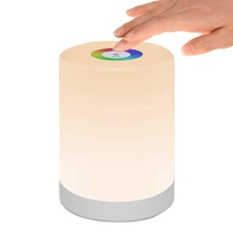 Luce Notturna LED, Lampada da Comodino Intelligente, Controllo Tattile, Dimmerabile, USB Ricaricabile, Portatile, Colore che Cambia RGB per Bambini, Camera da Letto, Campeggio (Bianco Caldo) - 1
