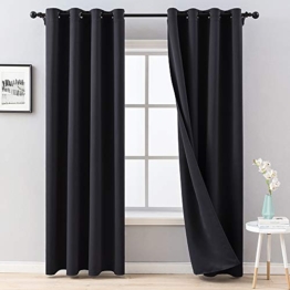 MIULEE Tende Oscuranti Termiche Isolanti 2 Pezzi con Occhielli Morbido e Elegante per Cameretta Bambini Salotto 140X225 CM Nero - 1
