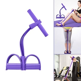 Oziral Multifunzione Banda di Resistenza del Pedale, 4 Tubi Corda Elastica Fitness Resistenza Allenamento per Yoga Sit-up Allungare Bodybuilding Espansore Attrezzi Palestra per Casa -Viola - 1