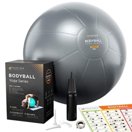 Palla Fitness | Palla Pilates | Attrezzi Palestra Casa per Gravidanza, Yoga, Ginnastica, Sedia Palla Ufficio - 55 cm/ 65 cm/ 75 cm – Super Spessa, Antiscivolo e Antiscoppio Fitball con Pompa e Poster - 1