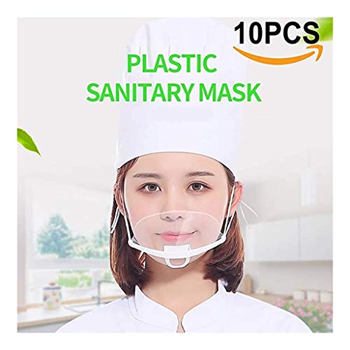 North cool 10pcs Strumento Health Care Mascherine Trasparenti Set Permanente Anti Fog Catering Food Hotel Plastica Maschere Kitchen (Color : Transparent)