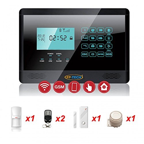 ANTIFURTO ALLARME TOUCH SCREEN CASA KIT COMBINATORE GSM WIRELESS SENZA FILI APP (Kit S – FP-2E-1000-NERO)