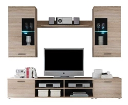 AVANTI TRENDSTORE - Kalle - Parete da Soggiorno con luci LED comprese, in Legno Laminato, Disponibile in 2 colorazioni Diverse. Dimensioni Lap 230x180x40 cm (Marrone) - 1