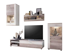 AVANTI TRENDSTORE - Lizzo - Parete da Soggiorno in Legno Laminato di Colore Quercia San Remo/Bianco. Dimensioni: Lap 243x190x40 cm - 1