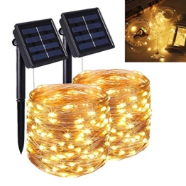 Catena Luminosa Solare, Qxmcov 2 Pezzi 200 LED Luci Impermeabile Stringa Luci LED Stringa Luci Solari Lucine Decorative per Camere da Letto Giardino Casa Feste Matrimonio, Bianco Caldo - 1