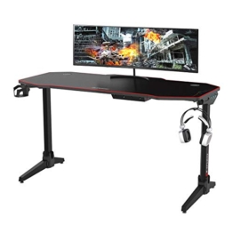 Computer Gioco Scrivania - con luci LED colorate e grande postazione di lavoro per videogiochi con tappetino per mouse da scrivania, gancio per cuffie, portabicchieri - 1