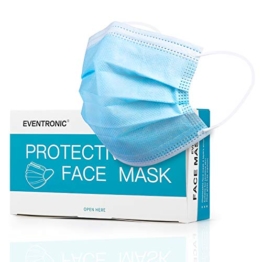 Eventronic Maschera facciale 50 pezzi 3 strati mascherina monouso adatta per casa, ufficio, scuola, traspirante e confortevole elastico elastico filtro viso - 1
