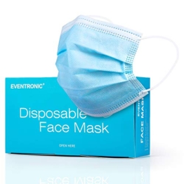 Eventronic Mascherina 50 pezzi di protezione Mascherina protettiva monouso a tre strati Maschera di protezione Filtro elastico elastico traspirante e confortevole - 1