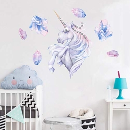 EXTSUD Adesivo Murale Bambini Wall Stickers Unicorno con Strass Cartone Animato Autoadesivo Adesivi Murales da Parete Stickers Decorazioni per Camerette Bambini Soggiorno Casa Asilo Aula - 1