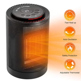 Fitfirst Termoventilatore Elettrico in Ceramica Stufa Portatile 1200W / 600W Riscaldatore di Spazio Portatile con Termostato Regolabile,Protezione di Sicurezza, 70 ° Auto-Oscillante - 1