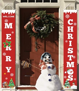 heekpek 2 Pezzi Banner di Natale Benvenuto Buon Natale Portico Segno Banner Distico di Natale Casa Porta Benvenuto Natale Porta Decor Outdoor Indoor Decorazioni Natalizie - 1