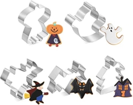 joyoldelf Formine Biscotti Halloween Set di 5 Stampi Biscotti Halloween, Acciaio Inox, per Biscotti Frutta Torta Festa Halloween (Nero) - 1